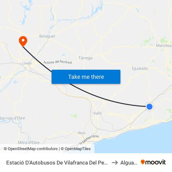 Estació D'Autobusos De Vilafranca Del Penedès to Alguaire map