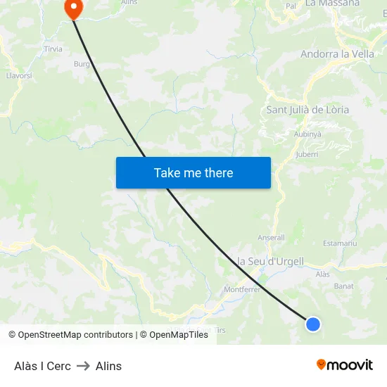 Alàs I Cerc to Alins map