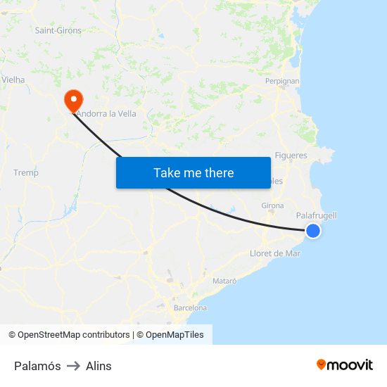 Palamós to Alins map