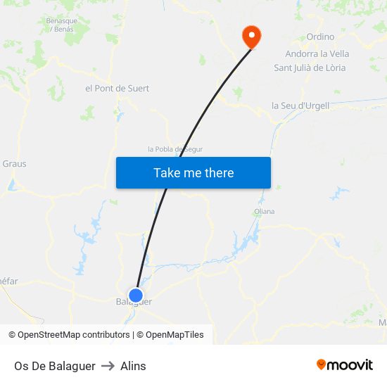 Os De Balaguer to Alins map