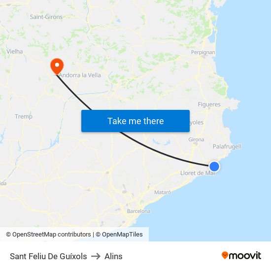 Sant Feliu De Guíxols to Alins map