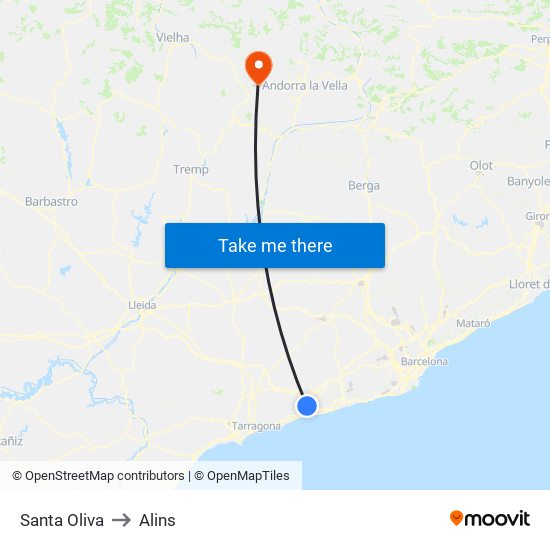 Santa Oliva to Alins map