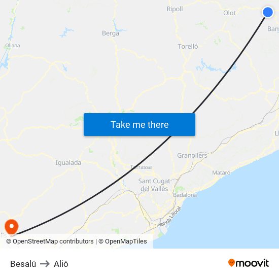 Besalú to Alió map