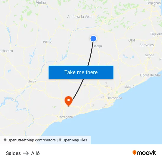 Saldes to Alió map