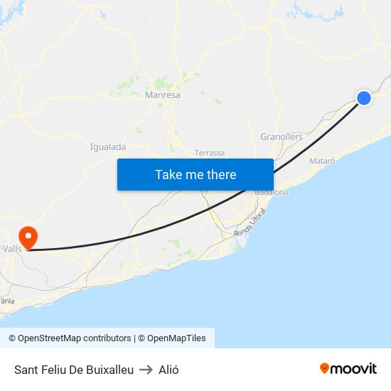 Sant Feliu De Buixalleu to Alió map