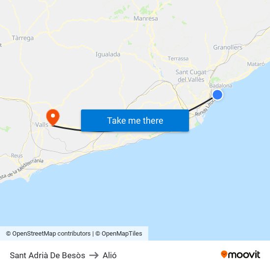 Sant Adrià De Besòs to Alió map