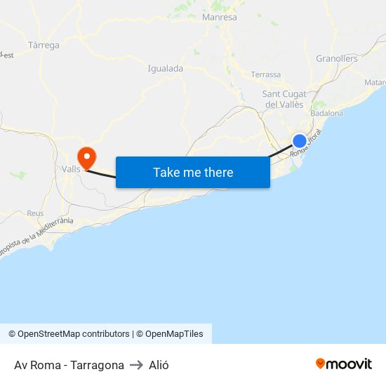 Av Roma - Tarragona to Alió map