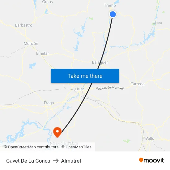 Gavet De La Conca to Almatret map