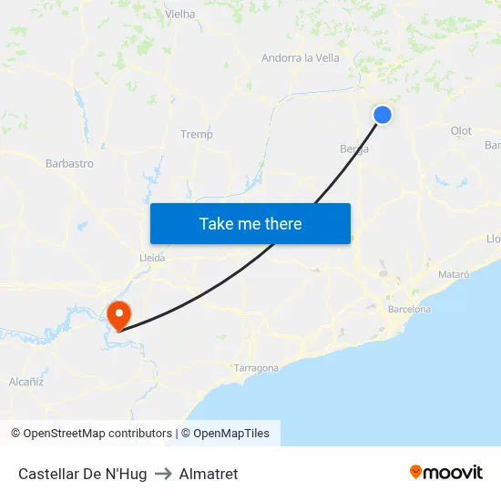 Castellar De N'Hug to Almatret map