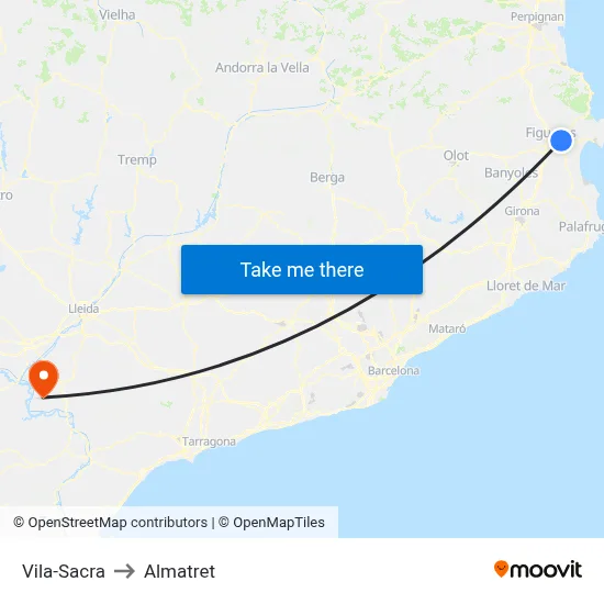 Vila-Sacra to Almatret map