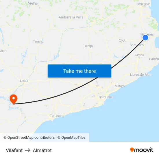 Vilafant to Almatret map