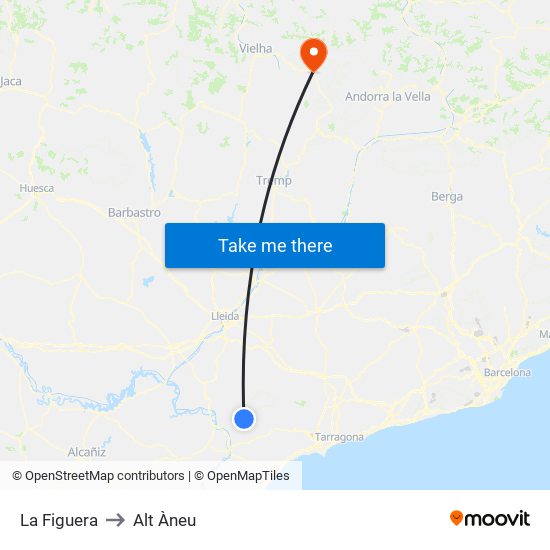 La Figuera to Alt Àneu map