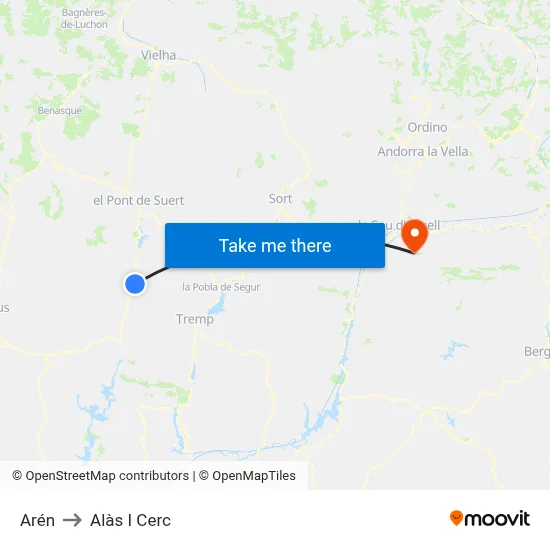 Arén to Alàs I Cerc map