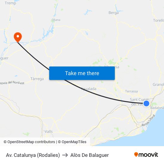 Av. Catalunya (Rodalies) to Alòs De Balaguer map