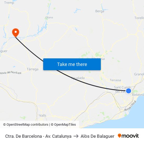 Ctra. De Barcelona - Av. Catalunya to Alòs De Balaguer map