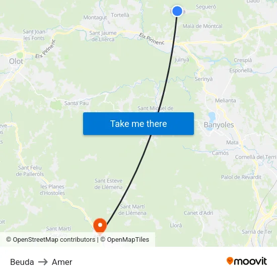 Beuda to Amer map