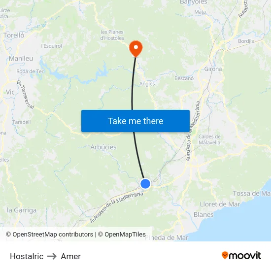 Hostalric to Amer map