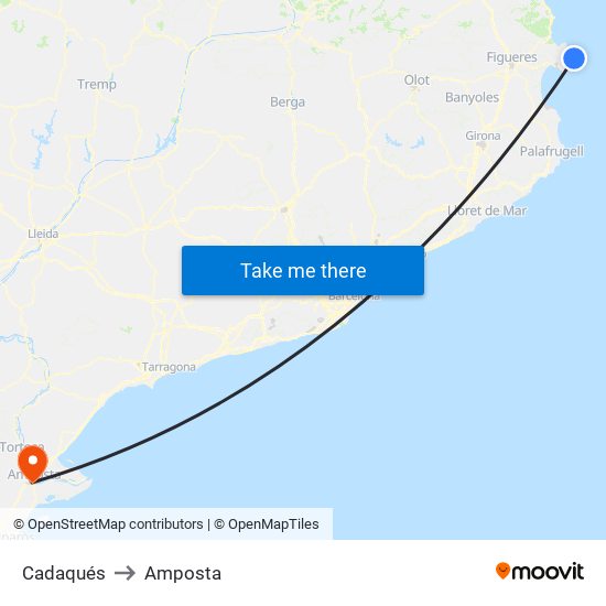 Cadaqués to Amposta map