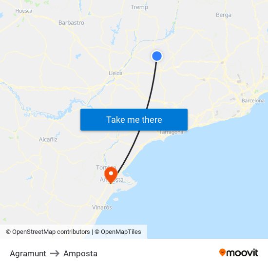 Agramunt to Amposta map