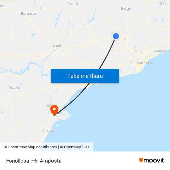 Fonollosa to Amposta map
