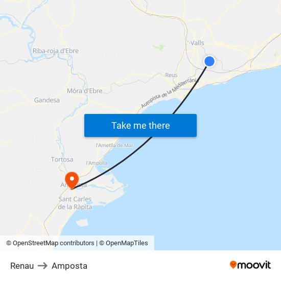 Renau to Amposta map