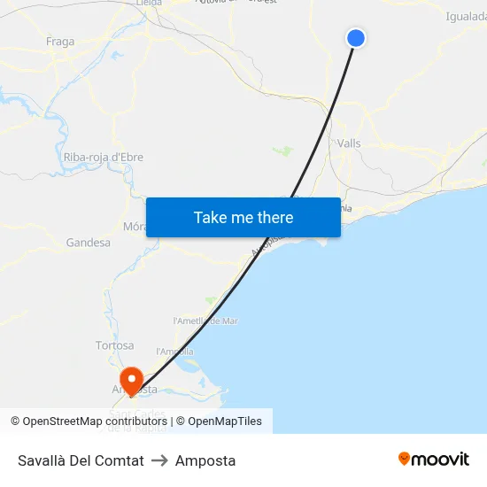 Savallà Del Comtat to Amposta map