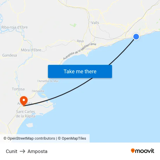Cunit to Amposta map