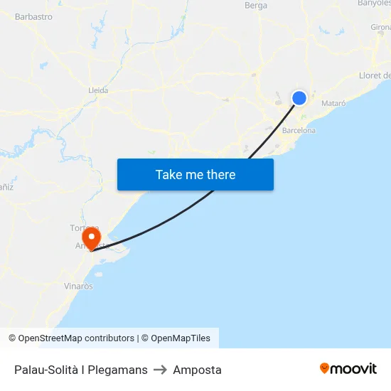 Palau-Solità I Plegamans to Amposta map