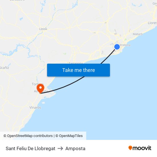Sant Feliu De Llobregat to Amposta map