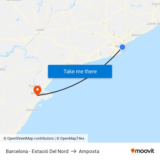 Barcelona - Estació Del Nord to Amposta map