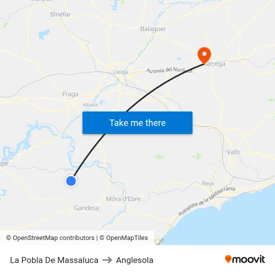 La Pobla De Massaluca to Anglesola map