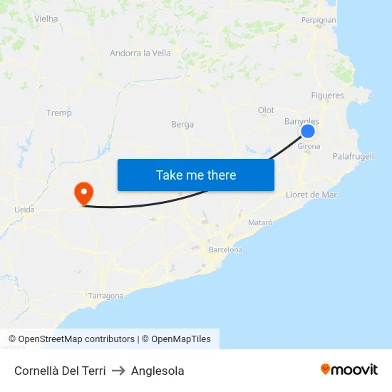 Cornellà Del Terri to Anglesola map