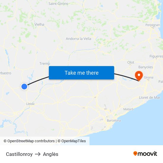 Castillonroy to Anglès map