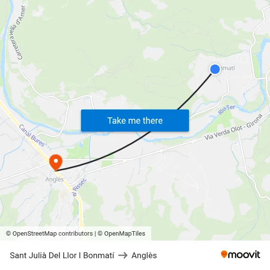 Sant Julià Del Llor I Bonmatí to Anglès map