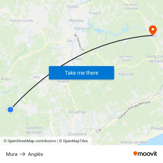 Mura to Anglès map