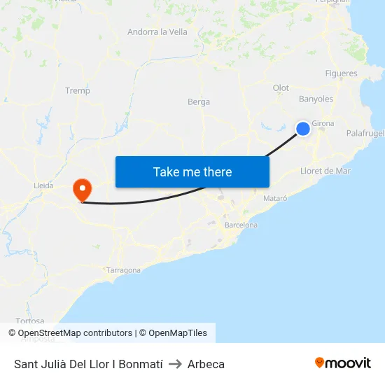 Sant Julià Del Llor I Bonmatí to Arbeca map