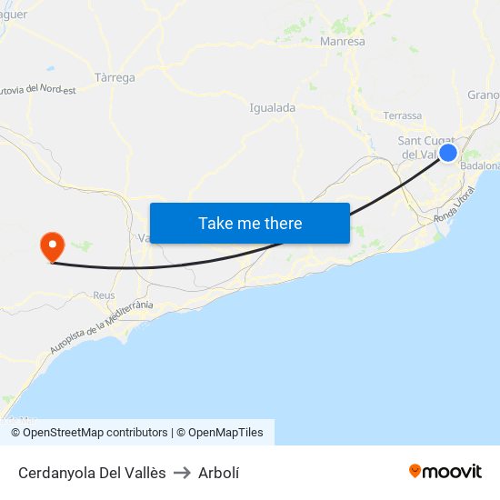 Cerdanyola Del Vallès to Arbolí map