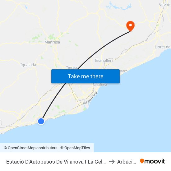 Estació D'Autobusos De Vilanova I La Geltrú to Arbúcies map