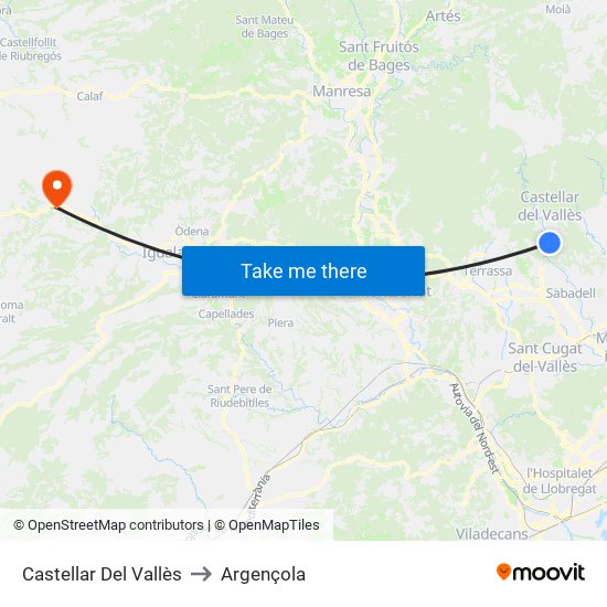 Castellar Del Vallès to Argençola map