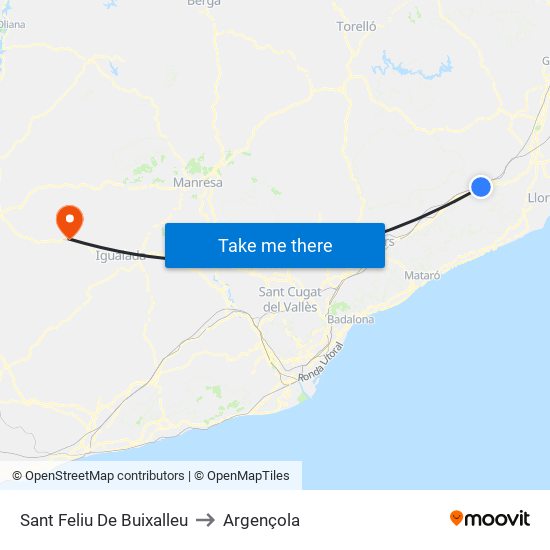 Sant Feliu De Buixalleu to Argençola map