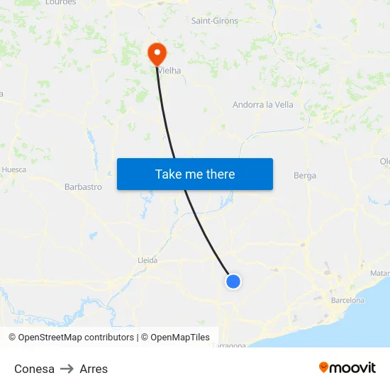 Conesa to Arres map