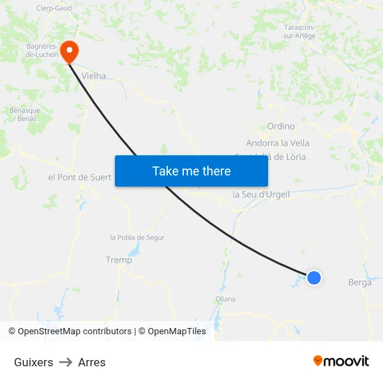 Guixers to Arres map