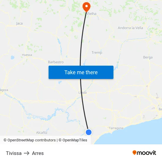 Tivissa to Arres map
