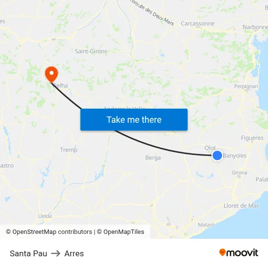 Santa Pau to Arres map
