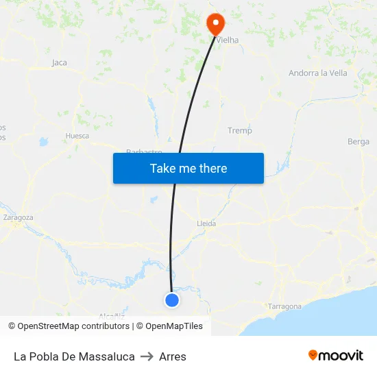 La Pobla De Massaluca to Arres map