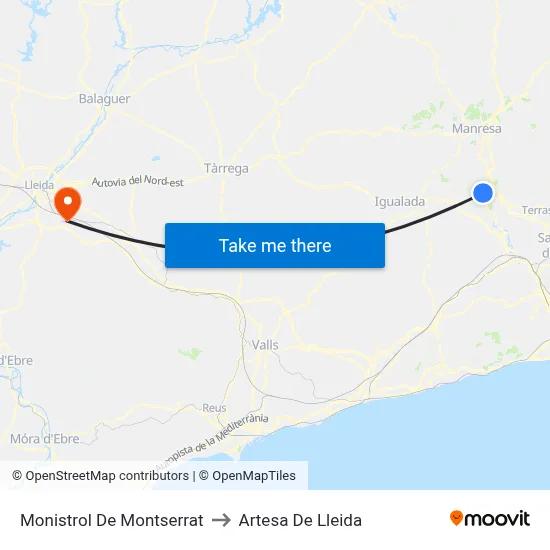 Monistrol De Montserrat to Artesa De Lleida map