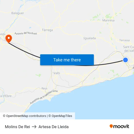 Molins De Rei to Artesa De Lleida map