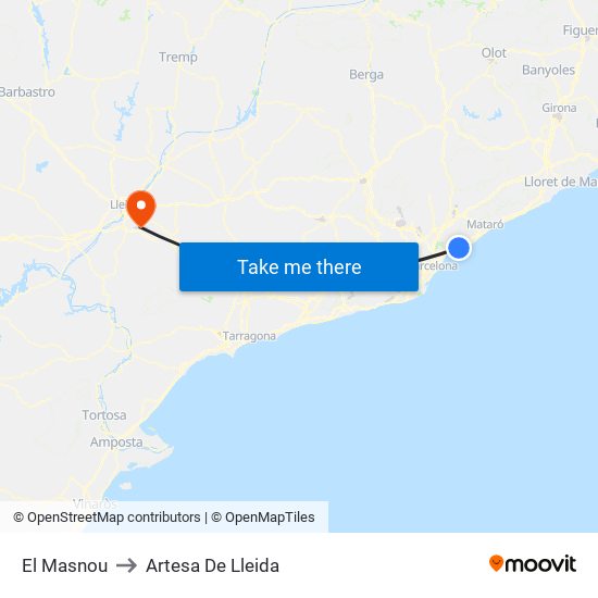 El Masnou to Artesa De Lleida map
