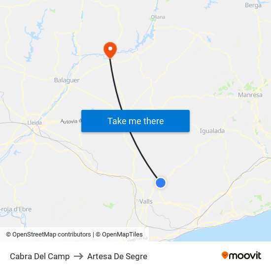 Cabra Del Camp to Artesa De Segre map