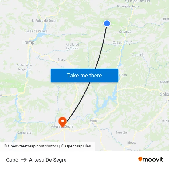 Cabó to Artesa De Segre map